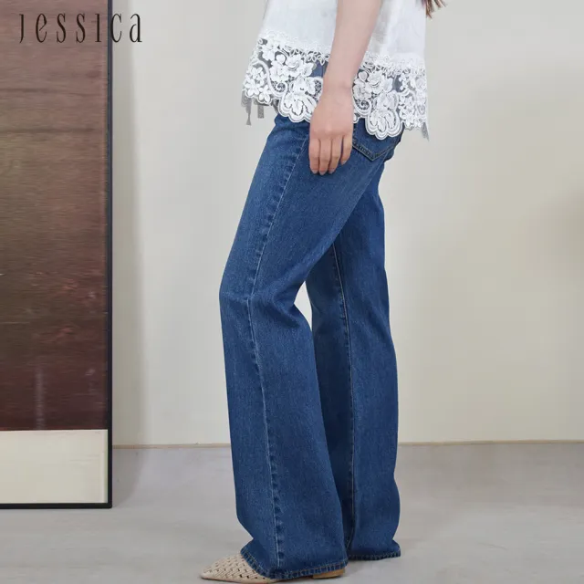 【JESSICA】百搭顯瘦顯高微喇叭純棉牛仔褲299202