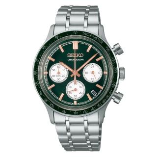 【SEIKO 精工】運動風格 經典熊貓三眼計時腕錶-綠/38.7mm(SSB481P1/8T63-03P0G)