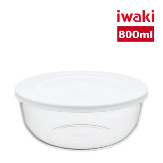 【iwaki】日本品牌耐熱玻璃附蓋微波調理碗(800ml)