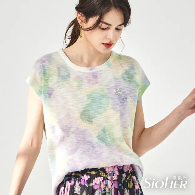 【SiOHER 熹歐禾】現貨 霧光花影冰沁上衣三件組(女裝/女上衣/圓領/T恤)