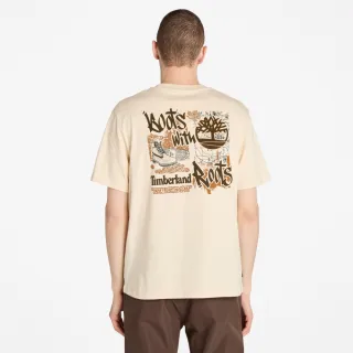 【Timberland 官方旗艦】男款象牙色背後圖案短袖T恤(A6NUQEFL)