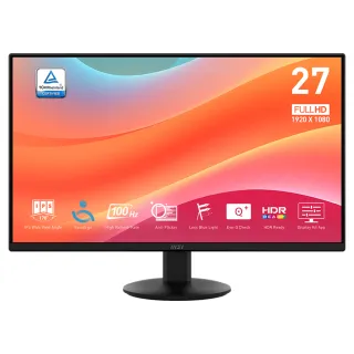 【MSI 微星】PRO MP272L 27型 IPS 100Hz 輕薄護眼螢幕(HDMI/DisplayPort/1ms MPRT)
