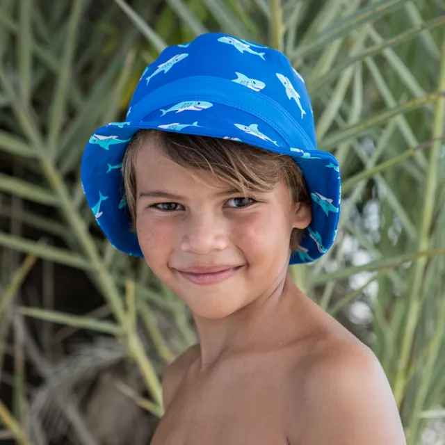 【Playshoes】嬰兒童抗UV防曬水陸兩用漁夫帽(護頸遮脖遮陽帽泳帽)