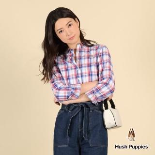 【Hush Puppies】女裝 襯衫 經典配色格紋小狗襯衫(紅藍格紋 / 53212105)