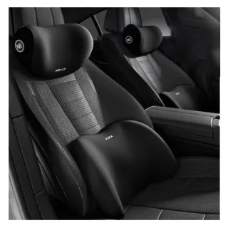 【居家新生活】汽車頭枕+腰靠墊 可拆洗布套(車用頸枕 車用腰靠墊 四季車載枕頭 頸椎枕 座椅頭靠 枕護腰枕)