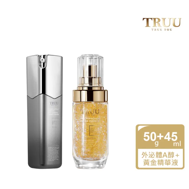 【TRUU 童】PDRN外泌體A醇再生精華乳50G+黃金胜肽賦活精華45ML(三效抗老新極限 有感撫平細紋)