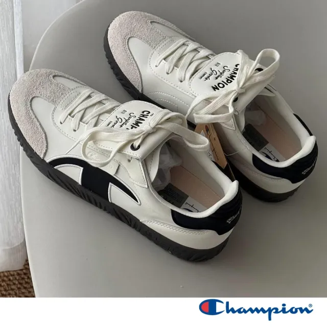 【Champion】官方直營 男性款-Champ T-trainer膠底復古休閒鞋-米黑色(U5AFCTM15U3)