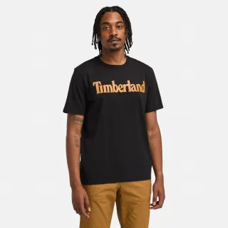 【Timberland 官方旗艦】男款黑色LOGO短袖T恤(A6DN3P56)