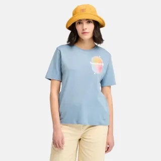 【Timberland】女款淡藍色胸前印花短袖T恤(A64MBA42)
