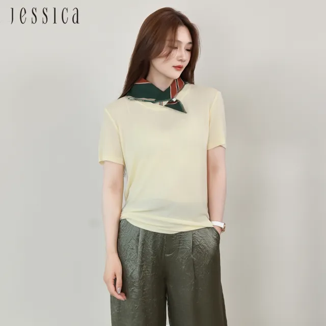 【JESSICA】經典舒適柔軟百搭圓領短袖T恤J53605（黃）