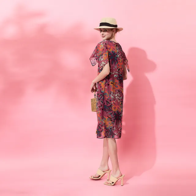 【ICHE 衣哲】Cop.Copine 法國原裝進口微甜花卉印花雪紡洋裝