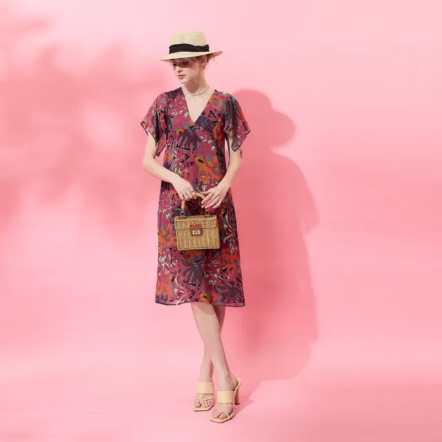 【ICHE 衣哲】Cop.Copine 法國原裝進口微甜花卉印花雪紡洋裝