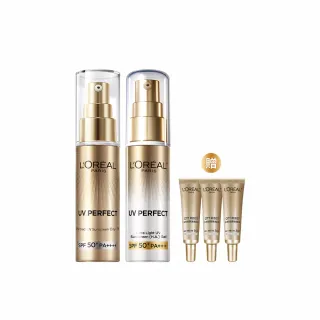 【LOREAL Paris 巴黎萊雅】多效防護輕裸美肌乳30ml  2入組_美肌小金管/控油小銀管(防曬/妝前乳)