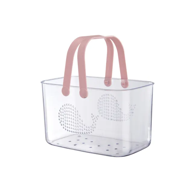 【樂居家】透明手提盥洗收納籃(瀝水籃 沐浴籃 旅行外出游泳露營 水果籃 澡堂籃)