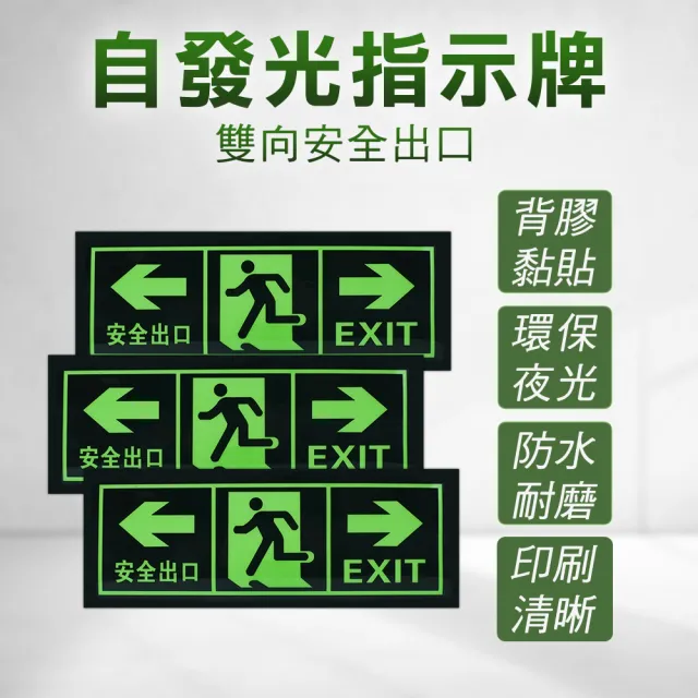 【NOC】安全出口指示牌 2入 疏散標誌 應急逃生 夜光 逃生指示燈 停電逃生方向 PSE34-F(疏散通道 疏散應急)