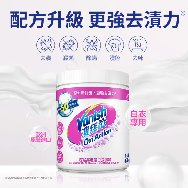 【Vanish 漬無蹤】新一代碧蓮超強萬用去漬霸470g+潔白去漬霸470g(衣物去漬劑/去漬粉/殺菌/去污粉/去污劑)