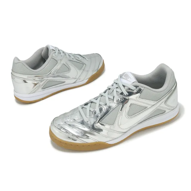 【NIKE 耐吉】休閒鞋 Gato LV8 男鞋 女鞋 銀 膠底 足球鞋 室內運動(IB3566-001)