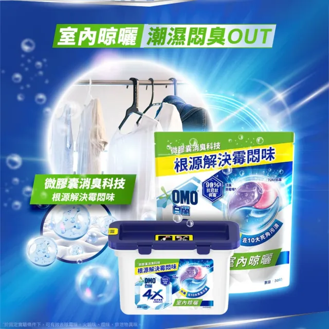 【白蘭】4X極淨酵素抗病毒洗衣球30顆/袋4入組(共120顆 抗臭護纖/除菌除蹣/室內晾曬 嬰幼兒適用)
