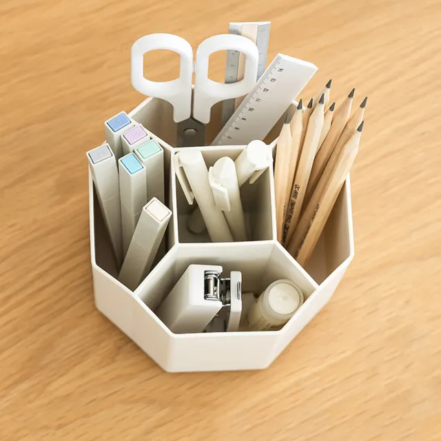 【樂居家】加高5格 360度旋轉收納筆筒(5格旋轉筆筒 大容量收納 桌面文具收納 化妝品收納 小物收納)