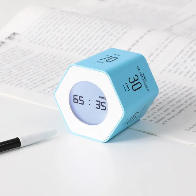 【Mooas】韓國六角轉轉專注學習定時器2件組(番茄鐘、番茄工作法、時鐘、靜音鬧鐘、考試用品、禮品)