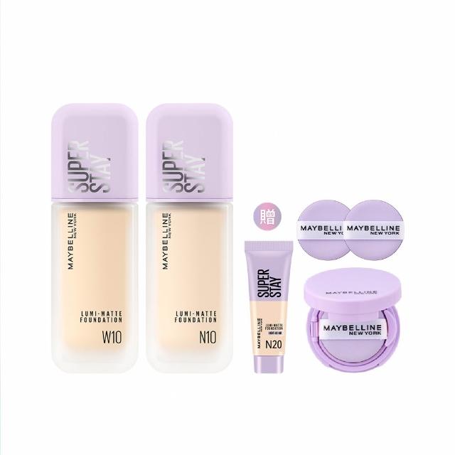 【MAYBELLINE 媚比琳】新色上市!裸霧光持久水粉底 SPF12 PA+++ 2入組(#小方胖)