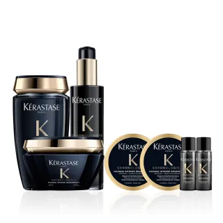 【KERASTASE 巴黎卡詩】黑鑽極萃逆時三步驟洗護組(洗髮精+髮膜+熱活精華)
