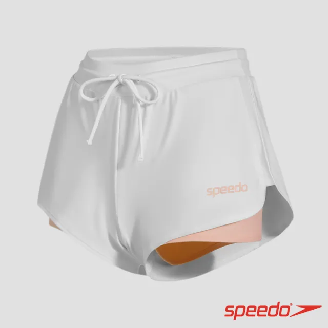 【SPEEDO】女 海灘短褲SunProtection2.0(白/粉)