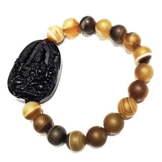 【十方佛教文物】千手觀音黑曜岩 +玉髓手珠(大悲咒加持108遍以上)