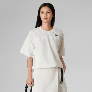 【The North Face 官方旗艦】北面UE女款米白色舒適透氣短袖T恤｜8CJ8QLI(黑標系列)