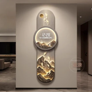 【p盤浪旗艦店】35*100cm(掛鐘 壁燈畫掛鐘 過道壁燈畫 走廊鐘錶掛畫 電子時鐘 預售12天)