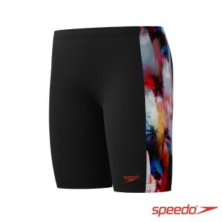 【SPEEDO】男孩 運動及膝泳褲Digital(黑/迷幻島)