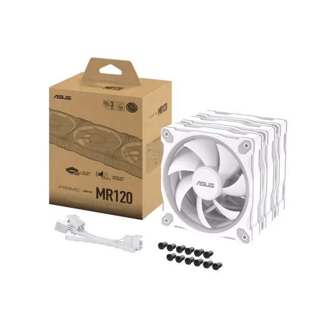 【ASUS 華碩】Prime MR120 ARGB 風扇 三入組 - 白色(MR120-ARGB-W-3IN1)