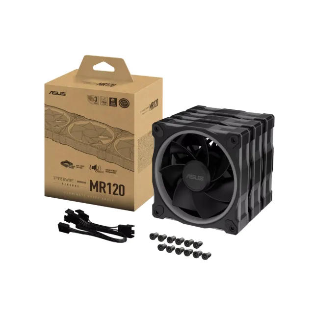 【ASUS 華碩】Prime MR120 ARGB 反向風扇  三入組 - 黑色(MR120-ARGB-REVERSE-B-3IN1)