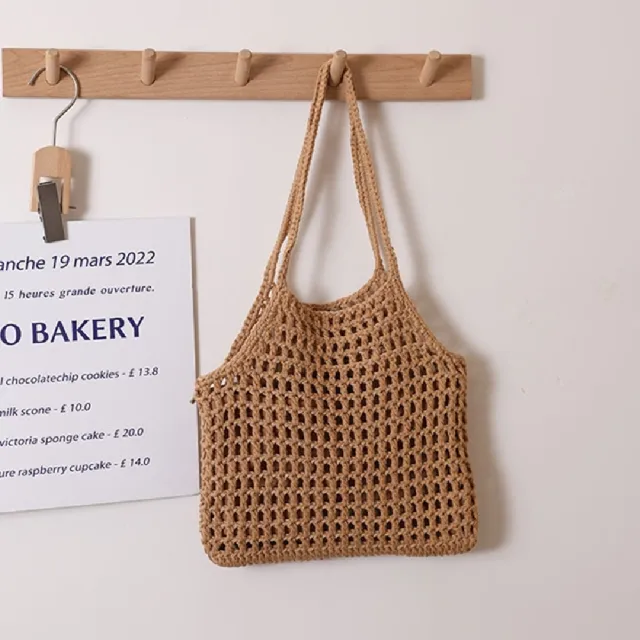 【米蘭精品】現貨+預購 女草編包手提包渡假單肩側背包大容量藤編織包包(棉線吊帶2色t1ly51)