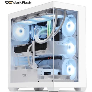 【darkFlash】大飛 DS900 ATX電腦機殼-白色(附ARGB風扇*4)