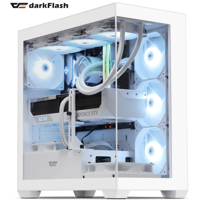 【darkFlash】大飛 DS900 ATX電腦機殼-白色(附ARGB風扇*4)