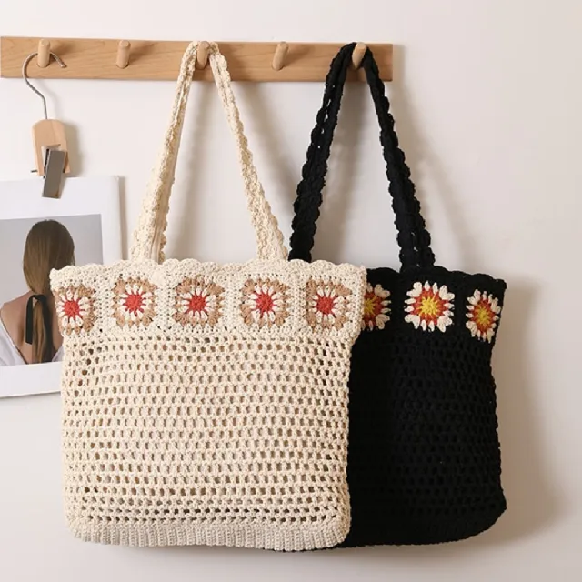 【米蘭精品】現貨+預購 女草編包手提包渡假單肩側背包大容量藤編織包包(鏤空花朵包2色t1ly29)