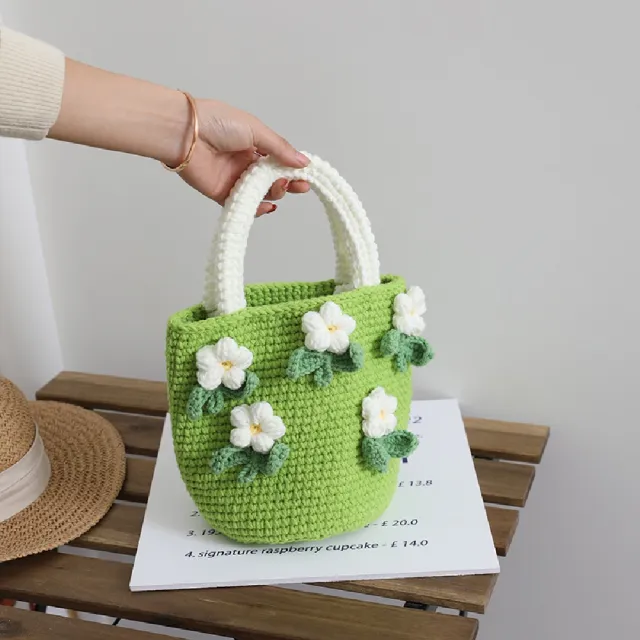 【米蘭精品】現貨+預購 女草編包手提包渡假單肩側背包大容量藤編織包包(可愛山茶花造型t1ly78)