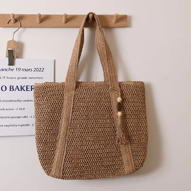 【米蘭精品】雙11優惠 女草編包手提包渡假單肩側背包大容量藤編織包包(大容量3色t1ly54)