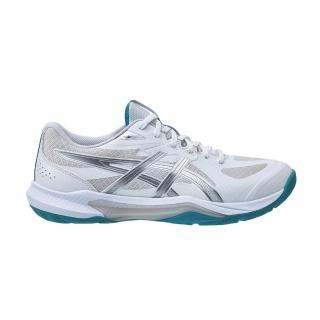 【asics 亞瑟士】Gel-tactic 13 2E 男女 排球鞋 寬楦 穩定 包覆 白 銀藍(1073A084-100)