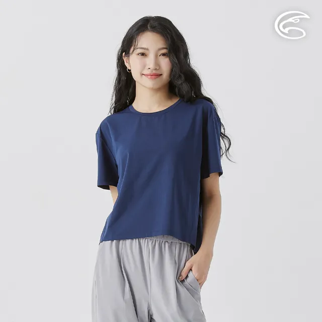 【ADISI】女彈性乾爽快排短上衣 AL2511064 深藍 M-2XL(吸濕排汗 快乾 排汗衣)