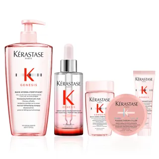 【KERASTASE 巴黎卡詩】粉漾芯生大容量調理組(髮浴500ml+頭皮精華90ml)