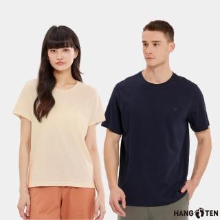 【Hang Ten】男女裝-經典100%純棉素面腳丫短袖T恤(多色選)