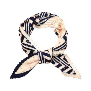 【MYVEGA 麥雪爾】點點線條印花壓折絲巾-桔粉