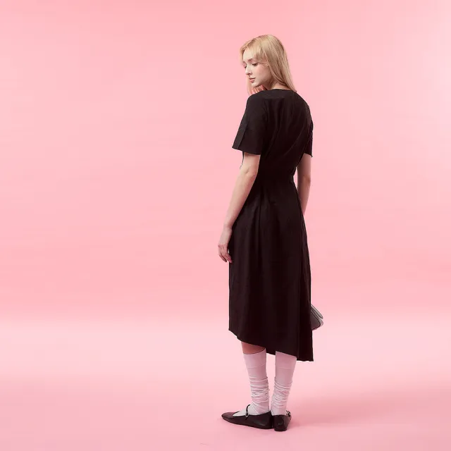 【ICHE 衣哲】Cop.Copine 法國原裝進口輕禮服簡約挺版斜襬設計洋裝-2色