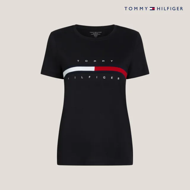 【TOMMY HILFIGER】官方旗艦館 旗幟標誌圖案 T恤_黑色