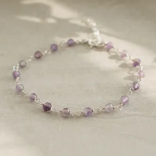 【BLUMA】紫水晶手鏈 紫水晶珠簾純銀手鍊(生日水晶串珠手鏈 銀飾 飾品禮 