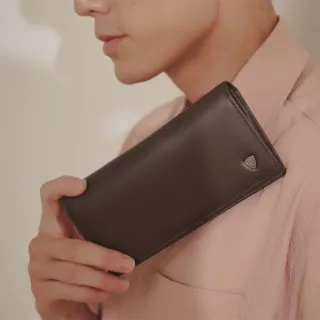 【金安德森】Owen 牛皮單窗翻蓋式長夾(巧克力棕)