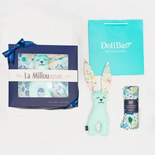 【La Millou】竹纖涼感嬰兒包巾+豆豆安撫兔(多款可選_彌月禮盒)