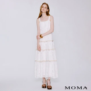 【MOMA】傳情海螺金蔥線蛋糕裙長洋裝(白色)